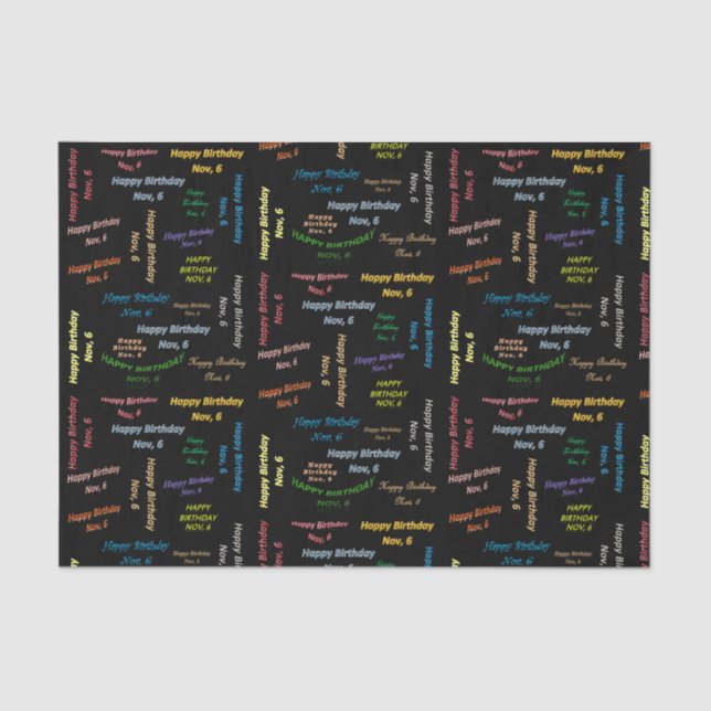 November, 6 Birthday Tissue Paper (Front)