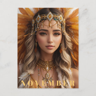 *~* NOVEMBER AP53 Headdress Topaz Birthstone boho Postcard