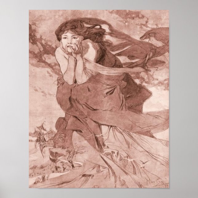 November Art Nouveau Alphonse Mucha Poster (Front)