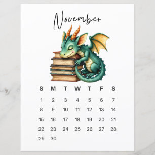 November Baby Dragon Art Print Whimsical Fantasy 