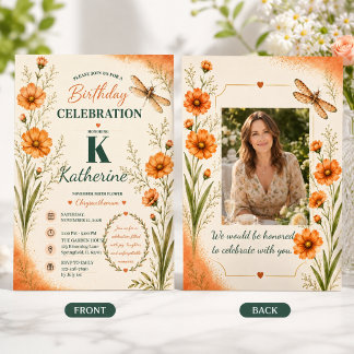 November Birth Flower Chrysanthemum Birthday Invitation