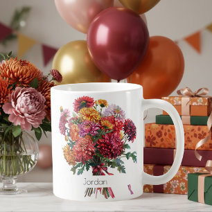 November Birth Flower Mug Mums & Peonies