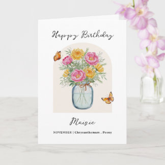 November Birth Month Flower Birthday Card