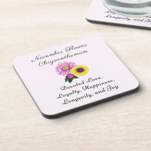November Birth Month Flower Chrysanthemum Coaster