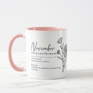 November Birth Month Flower Chrysanthemum Minimal Mug