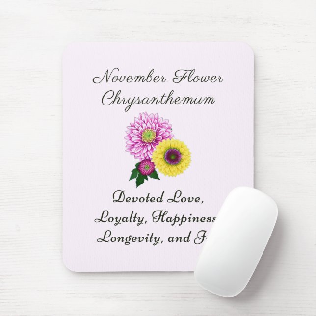 November Birth Month Flower Chrysanthemum Mouse Pad (With Mouse)