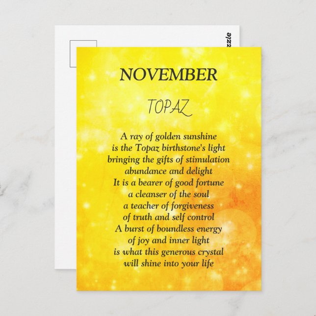 November birthday birthstone Topaz  Postcard (Front/Back)