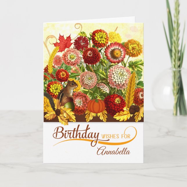 November Birthday Chrysanthemum Garden with Name Card (Front)
