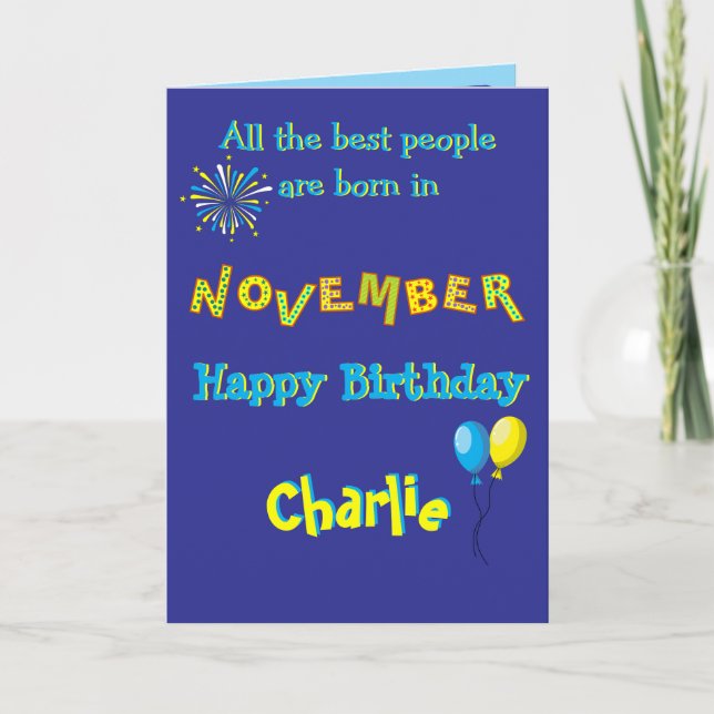 November Birthday Folded Greeting Card (Front)