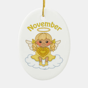 November Birthstone Angel Blonde Ceramic Tree Decoration