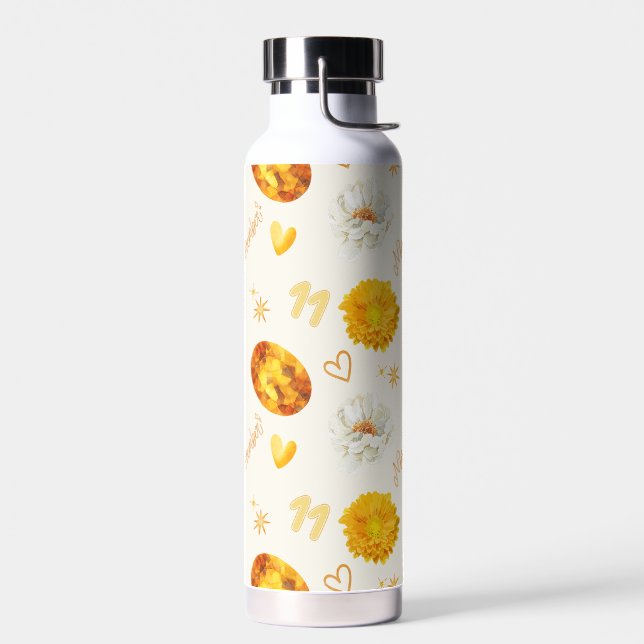 November Birthstone & Flower | Watercolor Water Bottle (Left)
