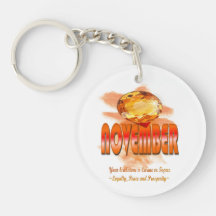 November Birthstone Keyring With Name
