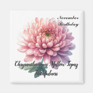 November Birthstone Topaz Chrysanthemum Flower  Magnet