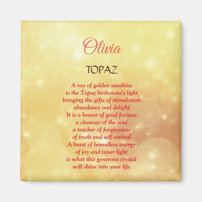 November Birthstone Topaz design  Magnet (Front)