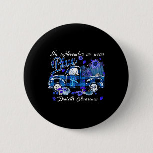 November Blue Truck Pumpkin Fall Fun Diabetes Awar 6 Cm Round Badge