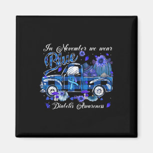November Blue Truck Pumpkin Fall Fun Diabetes Awar Magnet