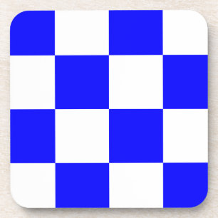 NOVEMBER Blue White Chequered Square Coaster
