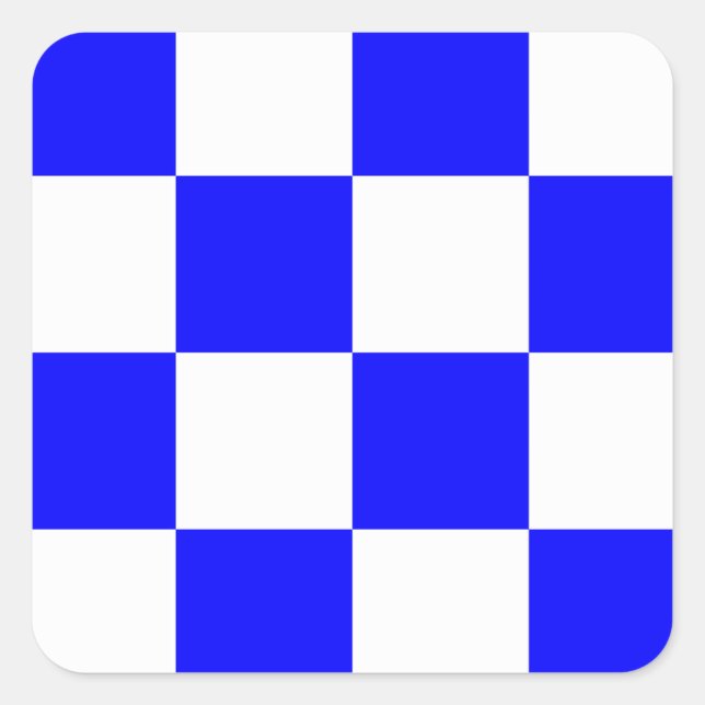NOVEMBER Blue White Chequered Square Square Sticker (Front)