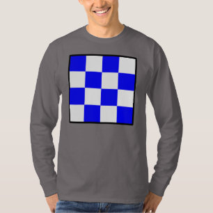 NOVEMBER Blue White Chequered Square T-Shirt
