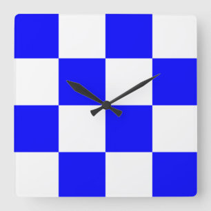 NOVEMBER Blue White Chequered Square Wall Clock