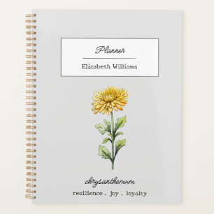 NOVEMBER CHRYSANTHEMUM BIRTH FLOWER PERSONALIZED  PLANNER