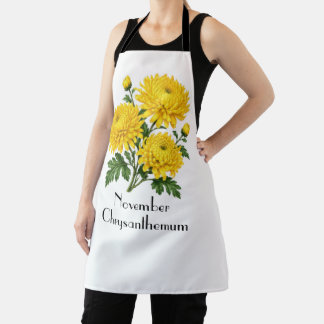 November Chrysanthemum Flowers Apron