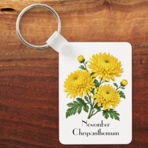 November Chrysanthemum Flowers Key Ring