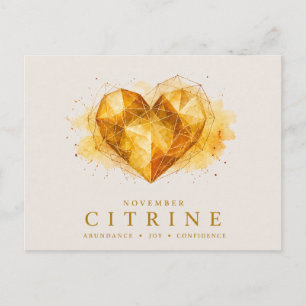 November Citrine Heart Birthstone Postcard