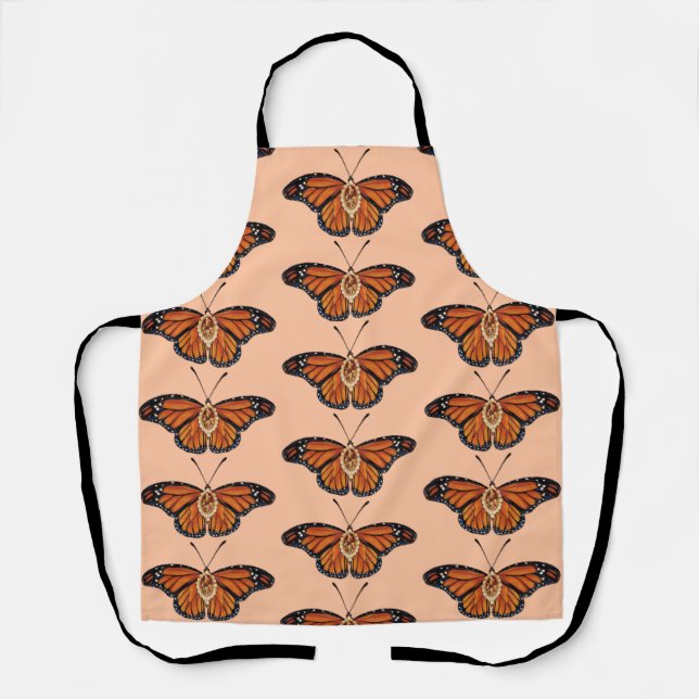 November Citrine Monarch Butterfly Pattern Design Apron (Front)