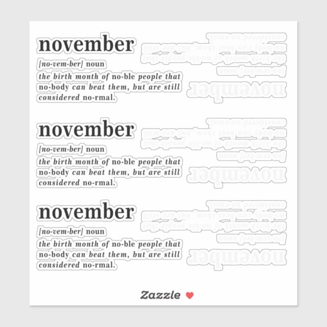 November Definition Birthday (Sheet)