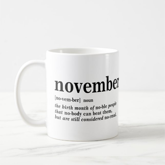 November Definition Coffee Mug (Left)