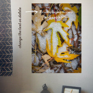 November forest: Yellow leaves beneath the snow Poster