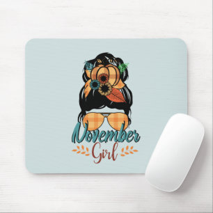 November Girl - Autumn Messy Bun Vibes Mouse Pad