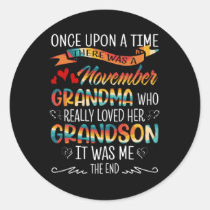 November Grandma Who Really Loved Her Grandsons Classic Round Sticker