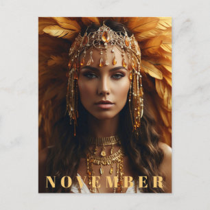 *~* NOVEMBER Headdress Birthstone  Topaz AP53 Postcard