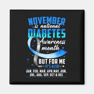 November is Diabetes Awareness Month Blue and Grey Magnet