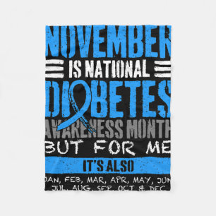 November Is Diabetes Awareness Month Blue Fleece Blanket