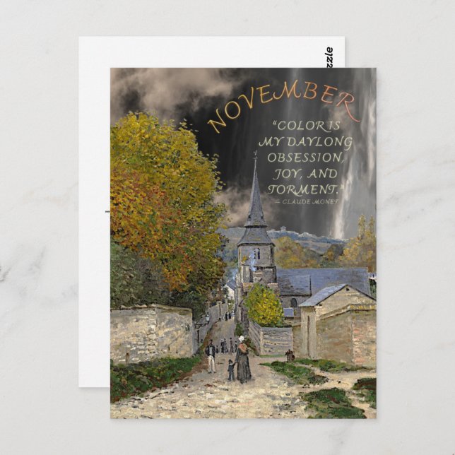 November Month Monet Art Quote Postcard (Front/Back)