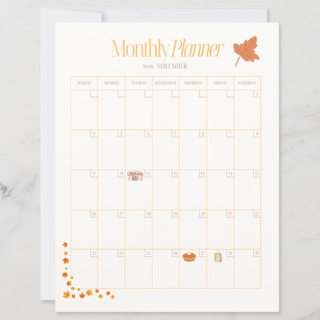 November Monthly Planner (Front)