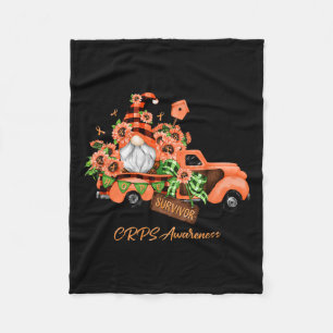 November Orange Gnome Vintage Truck Crps Awareness Fleece Blanket
