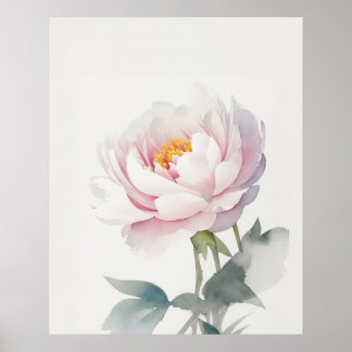 November Peony Birth Flower Poster
