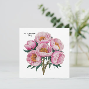 November Peony Bloom - Personalized Birthday Gift Invitation