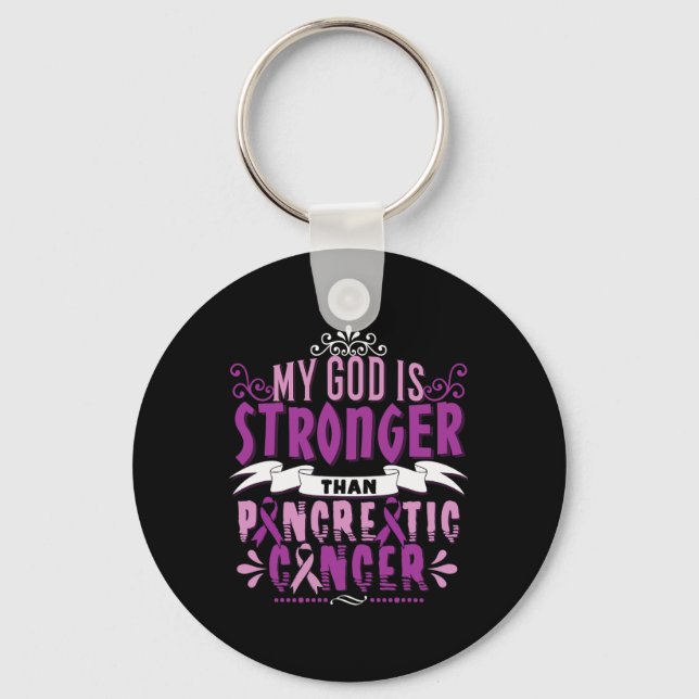 November Purple God Stronger Than Pancreatic Cance Key Ring (Front)