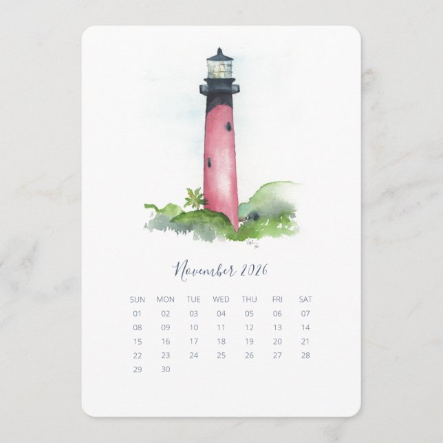 November Stand Alone Calendar Lighthouse Menu (Front)