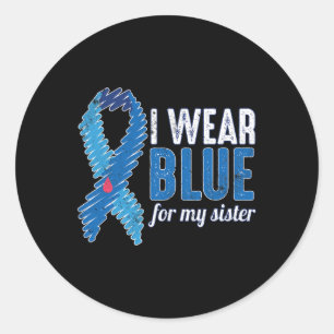November T1d Awareness Ribbon Blue For Sister Diab Classic Round Sticker