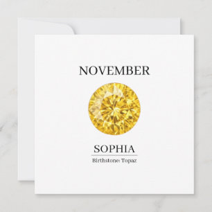 November Topaz Personalised Birthday Card