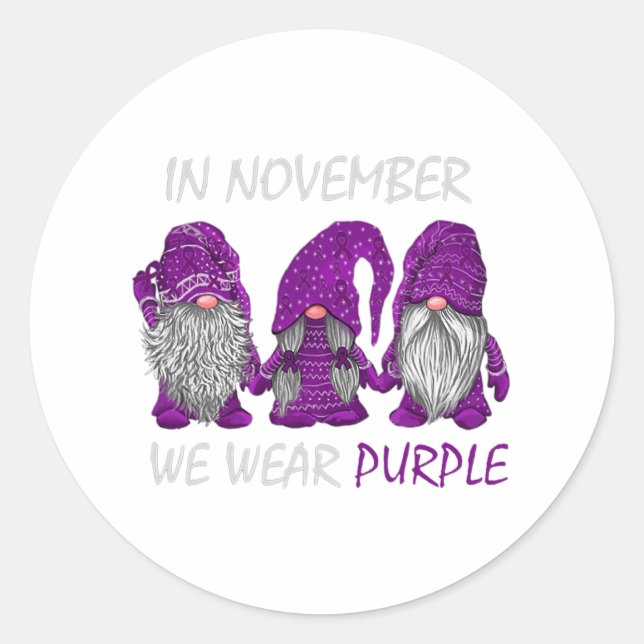 November We Wear Purple - Alzheimerheimer Awarenes Classic Round Sticker (Front)