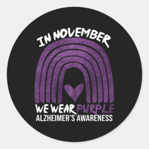 November We Wear Purple Alzheimerheimer's Awarenes Classic Round Sticker