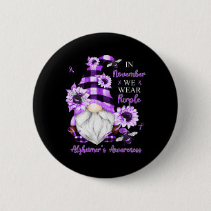 November We Wear Purple Gnomes Alzheimerheimer Awa 6 Cm Round Badge