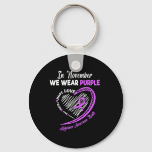 November We Wear Purple Ribbon Alzheimerheimer Awa Key Ring
